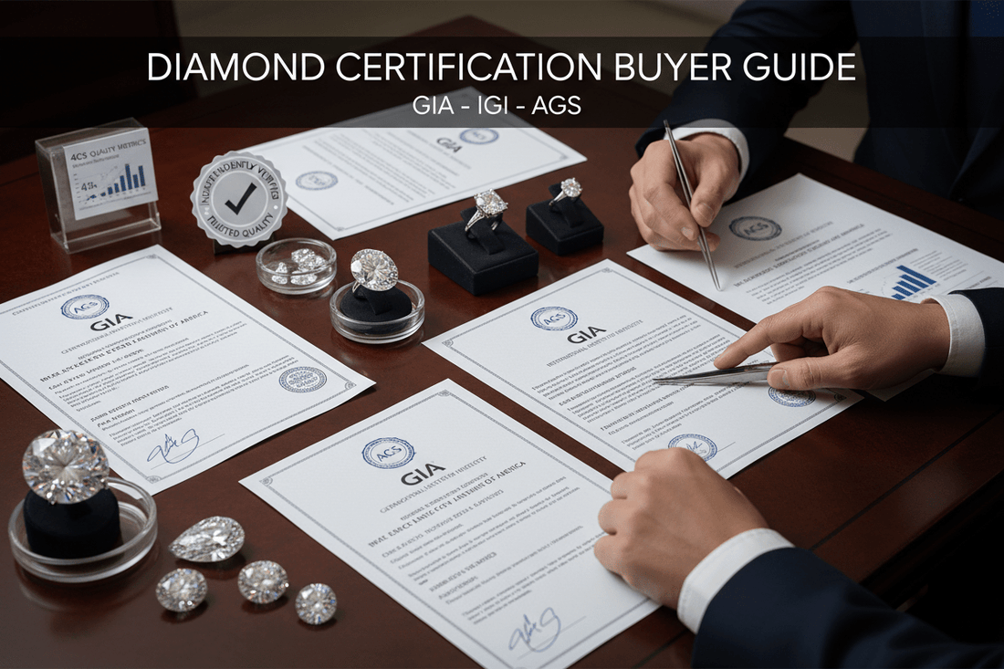 Diamond certification buyer's guide: GIA, IGI, AGS reports with certified diamonds and professional verification