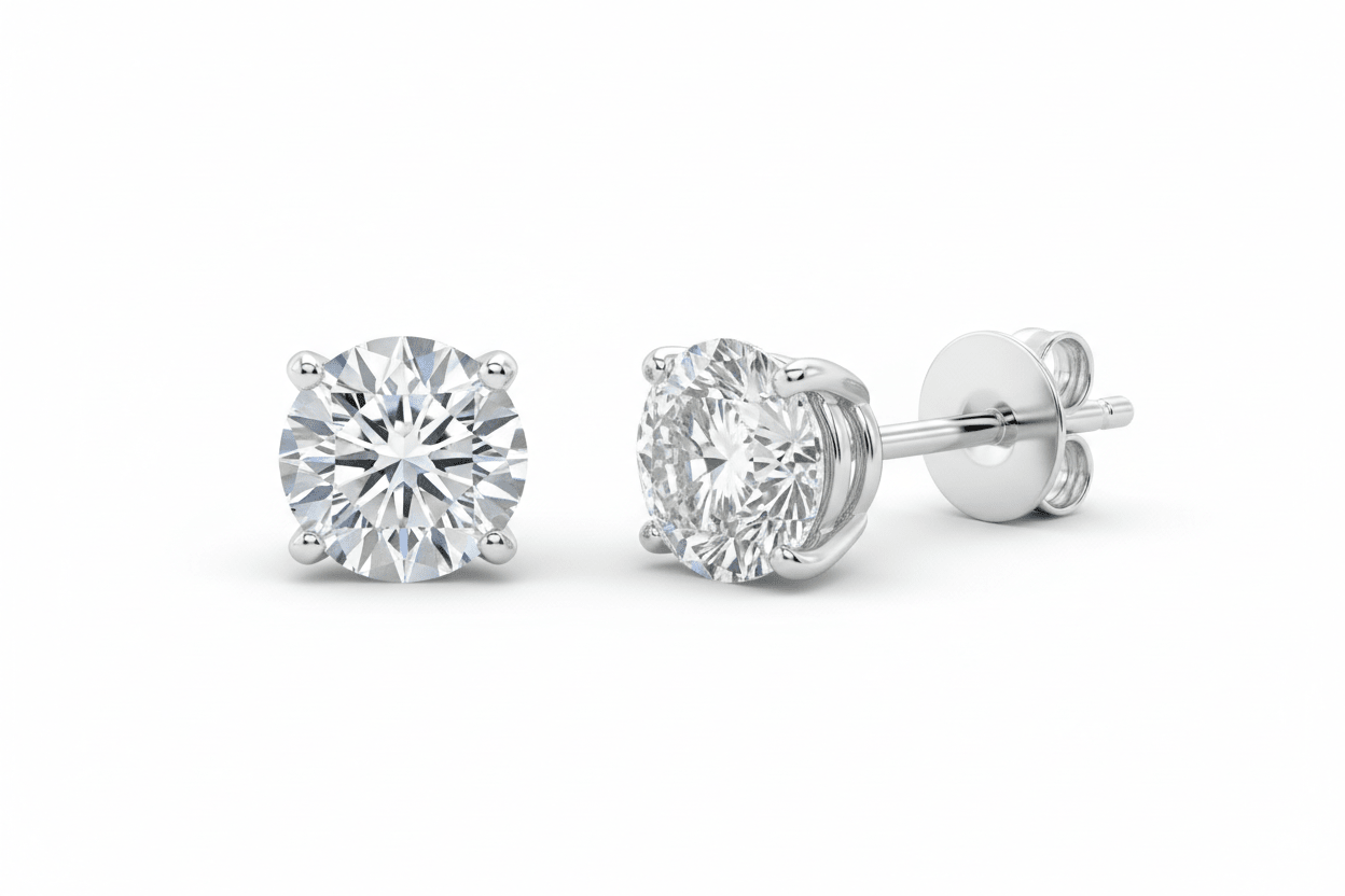 Diamond earrings in 14K white gold with natural diamonds – Bijoux-NYC Direct