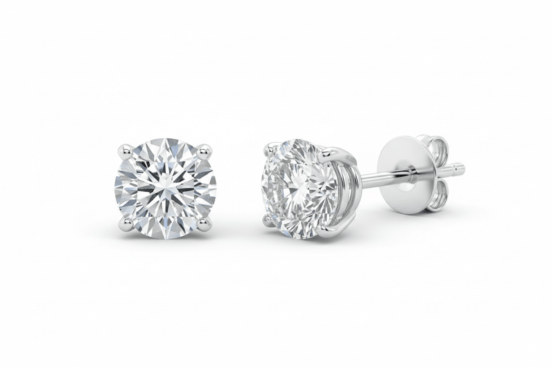 Diamond earrings in 14K white gold with natural diamonds – Bijoux-NYC Direct