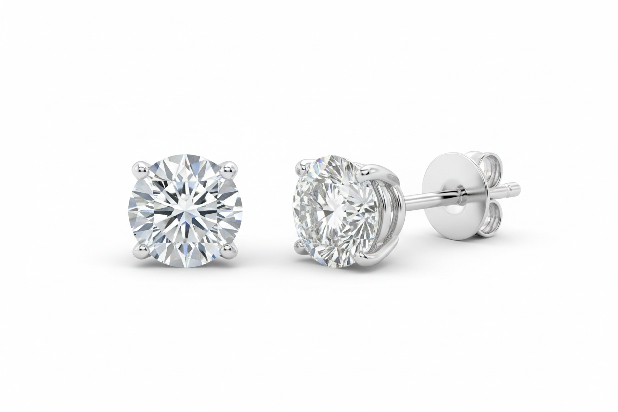 Diamond earrings in 14K white gold with natural diamonds – Bijoux-NYC Direct