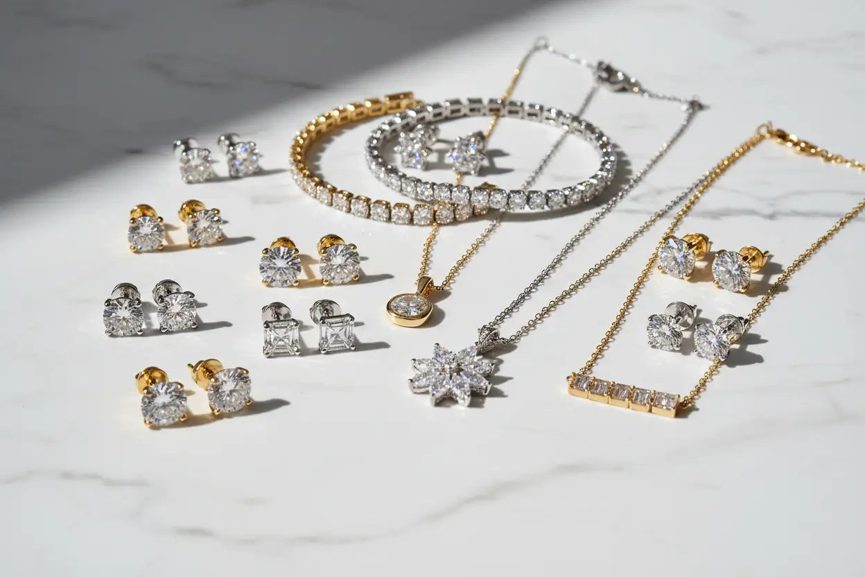 Limited availability diamond bracelets, earrings, and pendant necklaces in 10K and 14K gold – Bijoux NYC Direct