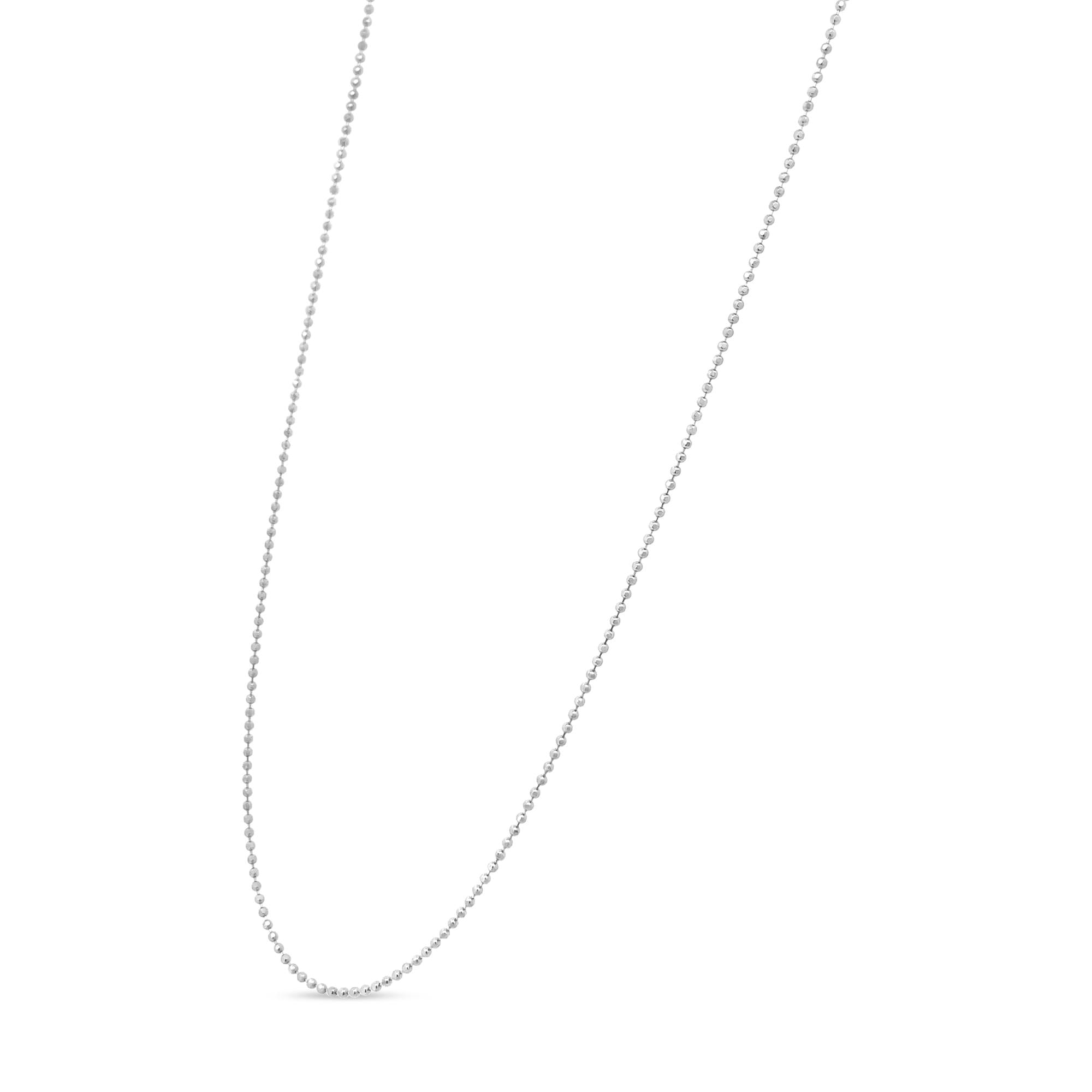 Sterling Silver Ball Bead Chain Necklace – Slim 0.7mm, 18"