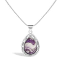 Chevron Amethyst Teardrop Pendant Necklace in Sterling Silver – Natural Gemstone