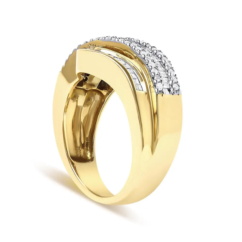 1.0 cttw diamond wave band ring in 14k yellow gold bijoux-nyc direct