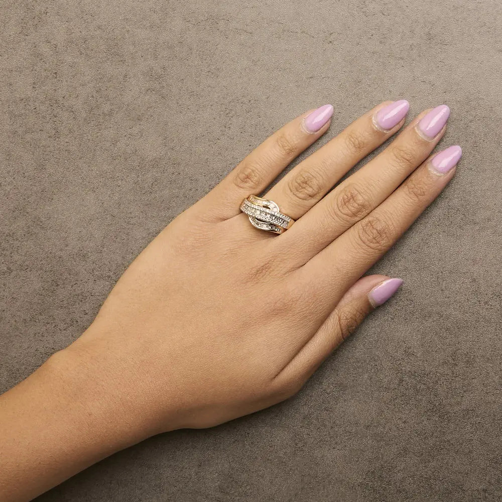 1.0 cttw diamond wave band ring in 14k yellow gold bijoux-nyc direct