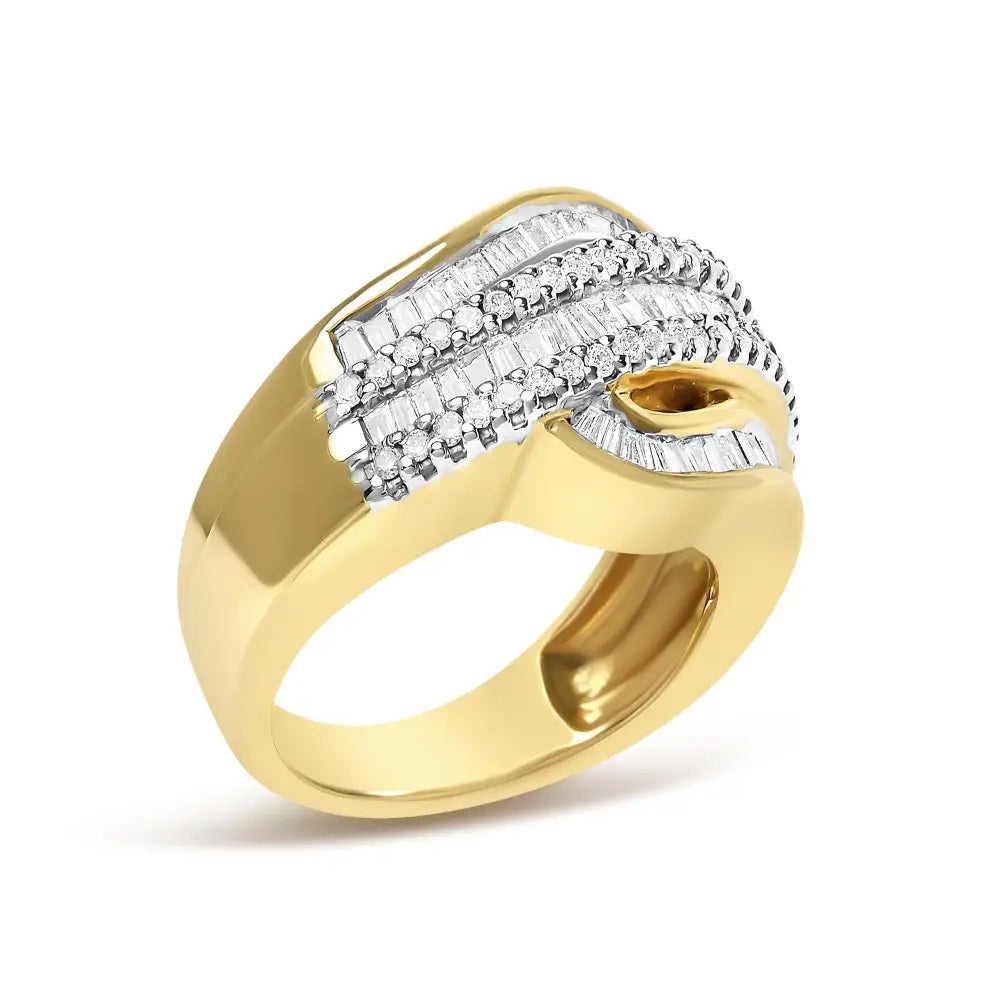 1.0 cttw diamond wave band ring in 14k yellow gold bijoux-nyc direct