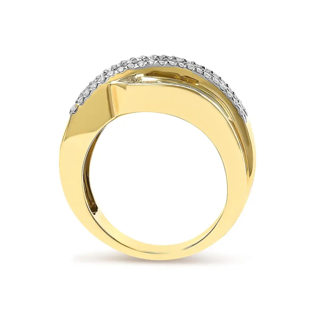 1.0 cttw diamond wave band ring in 14k yellow gold bijoux-nyc direct