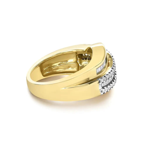 1.0 cttw diamond wave band ring in 14k yellow gold bijoux-nyc direct
