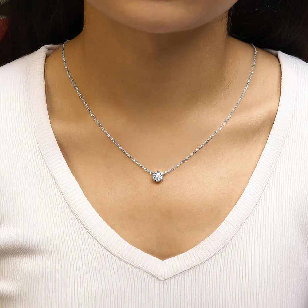 1.00 cttw round lab diamond bezel solitaire 14k white gold necklace bijoux-nyc direct