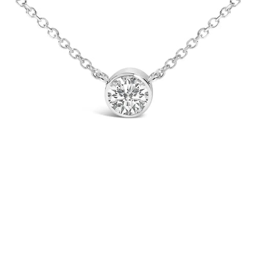 1.00 cttw round lab diamond bezel solitaire 14k white gold necklace bijoux-nyc direct