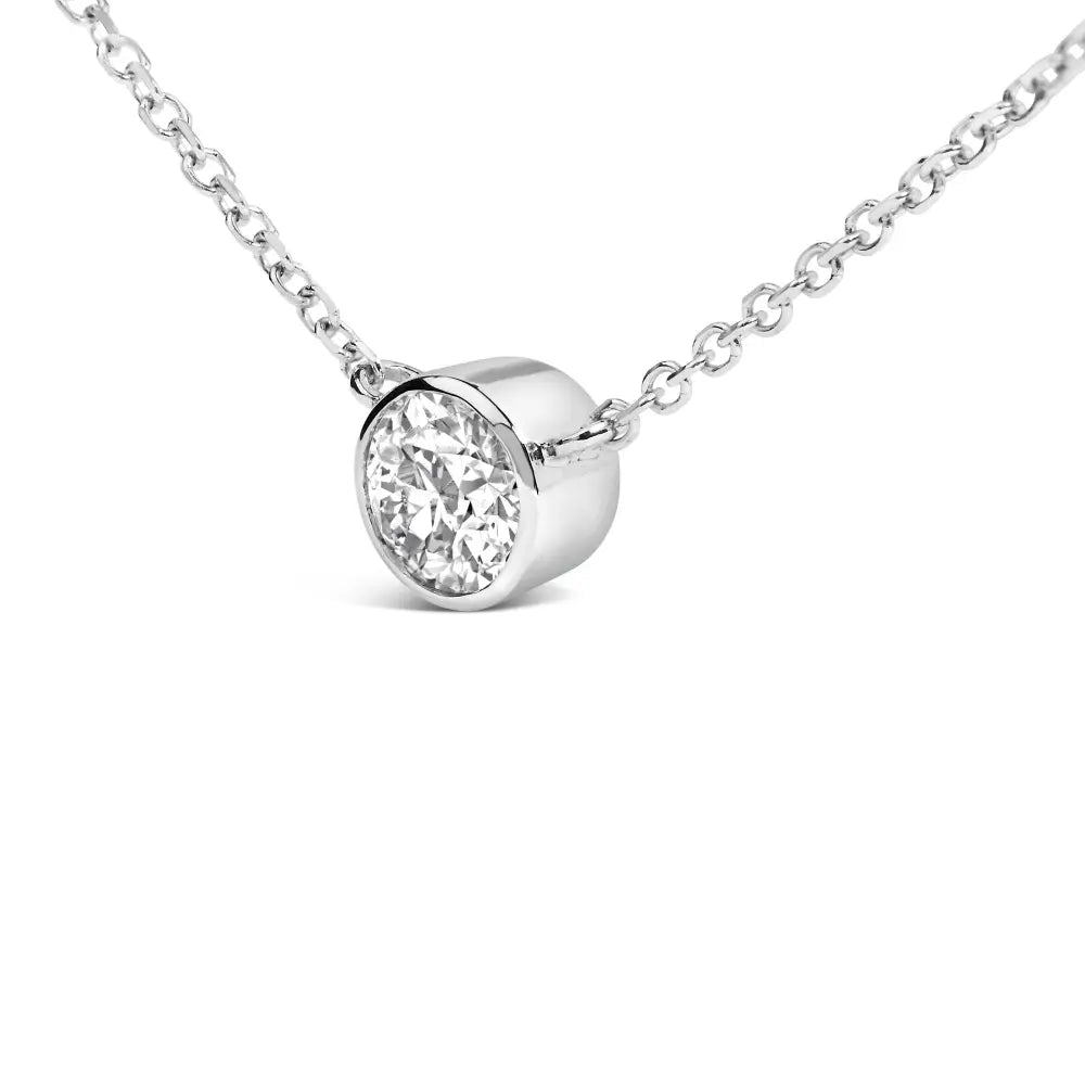 1.00 cttw round lab diamond bezel solitaire 14k white gold necklace bijoux-nyc direct
