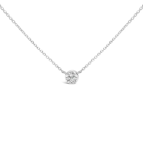 1.00 cttw round lab diamond bezel solitaire 14k white gold necklace bijoux-nyc direct