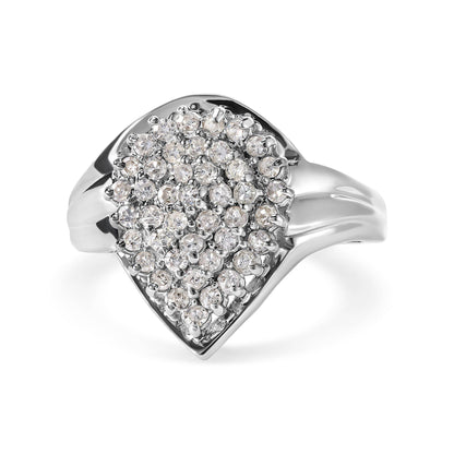 10K White Gold 1/2 Cttw Diamond Pear Shaped Cluster Ring (H-I Color, I1-I2 Clarity) - Bijoux-NYC Direct