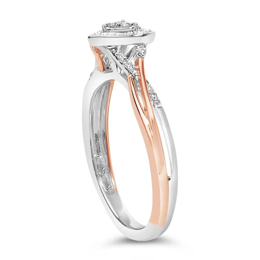 1/10 cttw diamond heart ring in 14k rose gold plated sterling silver bijoux-nyc direct