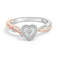 1/10 cttw diamond heart ring in 14k rose gold plated sterling silver bijoux-nyc direct