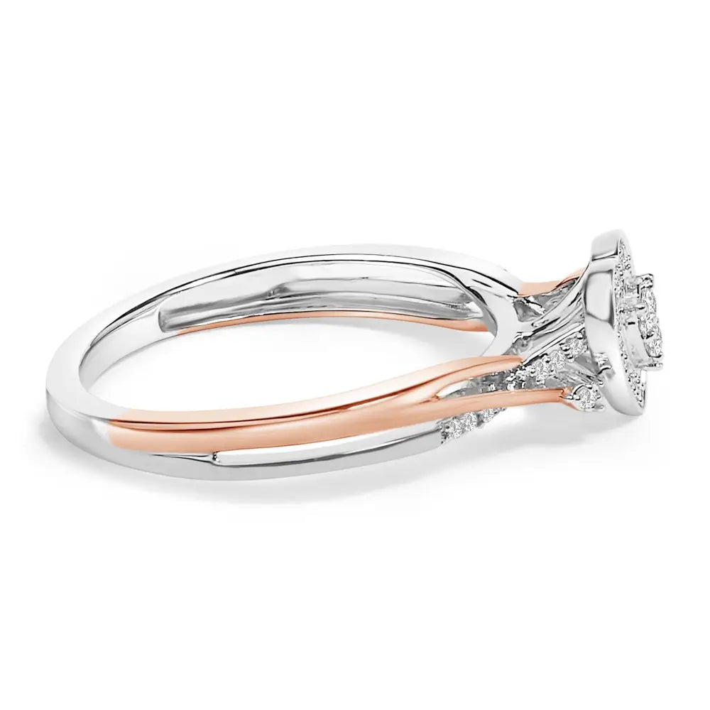 1/10 cttw diamond heart ring in 14k rose gold plated sterling silver bijoux-nyc direct