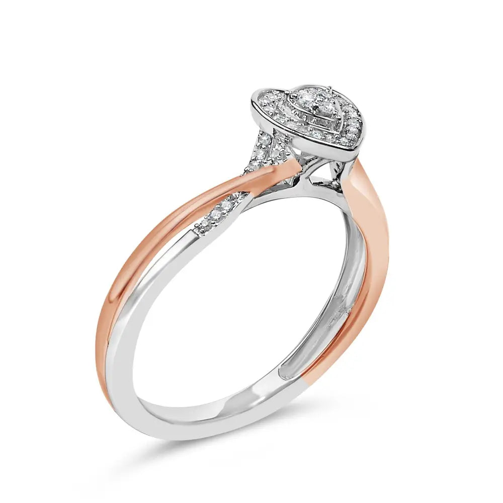1/10 cttw diamond heart ring in 14k rose gold plated sterling silver bijoux-nyc direct