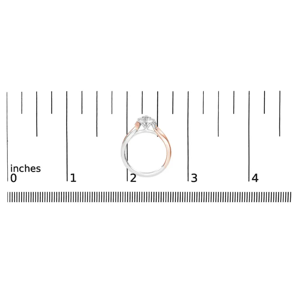 1/10 cttw diamond heart ring in 14k rose gold plated sterling silver bijoux-nyc direct