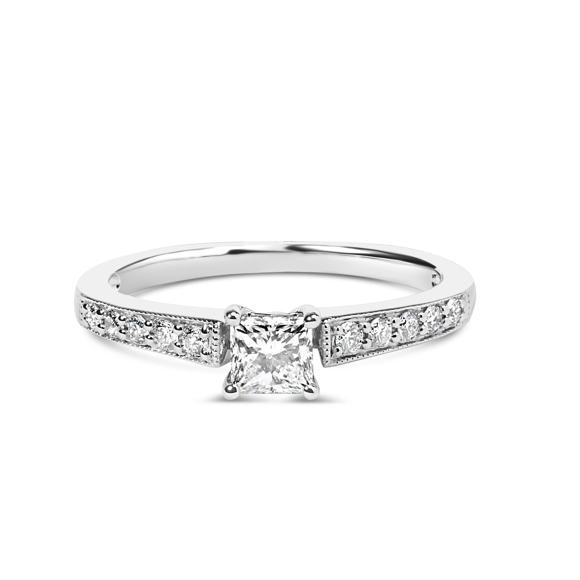 14K White Gold 1/2 Cttw Princess Cut Diamond Engagement Ring (G-H, VS2–SI1) – Size 7