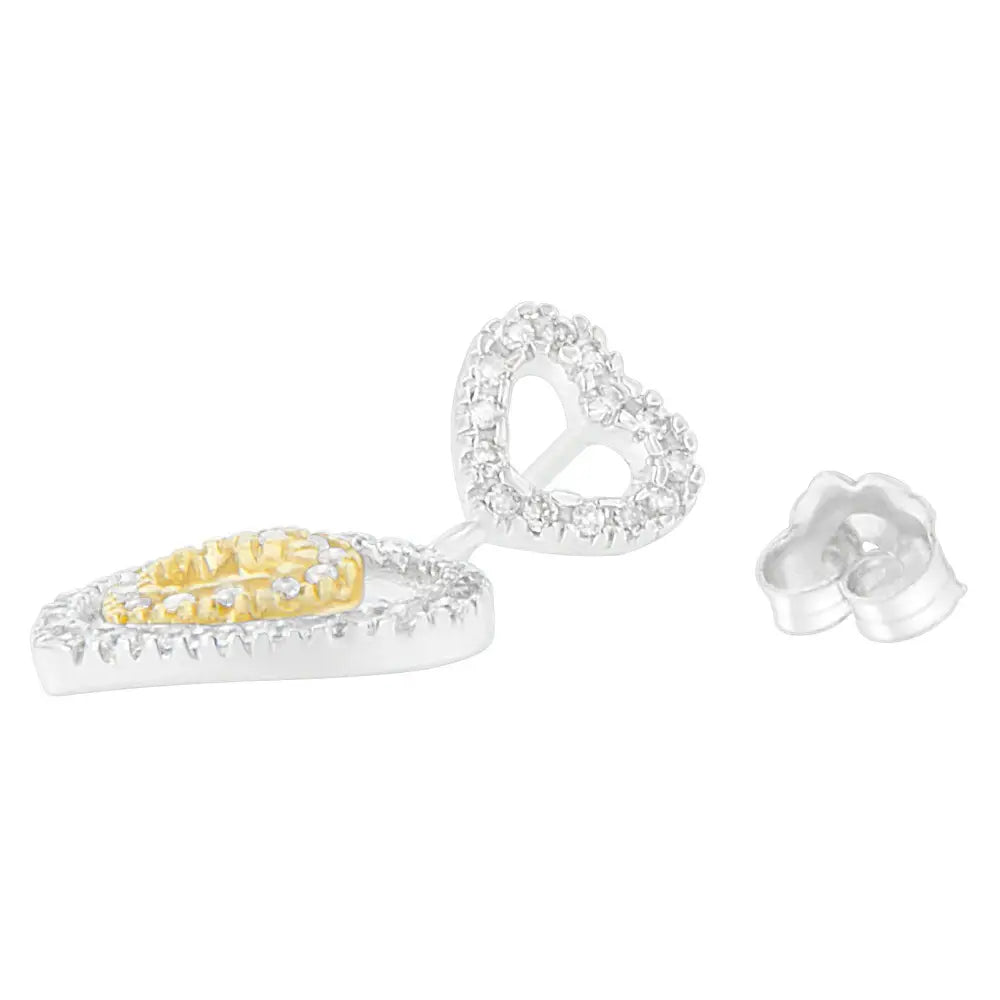 1/2 cttw diamond three heart dangle earrings in 14k gold and silver bijoux-nyc direct