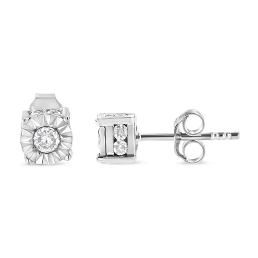 1/2 Cttw Miracle Set Diamond Stud Earring (J-K Color, I2-I3 Clarity) - Choice of Metal Type (Sterling Silver) - Bijoux-NYC Direct