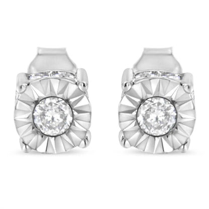 1/2 Cttw Miracle Set Diamond Stud Earring (J-K Color, I2-I3 Clarity) - Choice of Metal Type (Sterling Silver) - Bijoux-NYC Direct