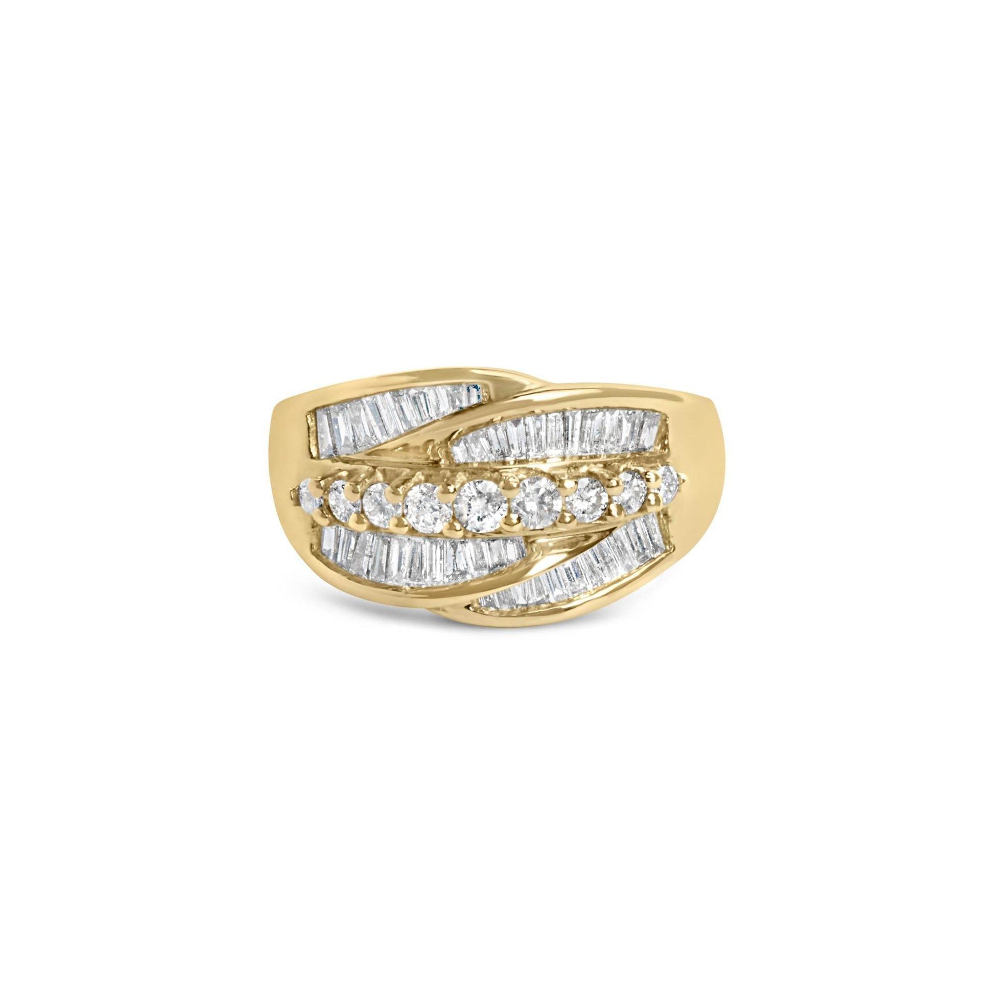 14K Yellow Gold 1.00 Cttw Diamond Cocktall Cluster 5 Stone Ring (H-I Color, SI1-I1 Clarity) - Ring Size 7 - Bijoux-NYC Direct