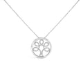 Sterling Silver 1/10 Cttw Diamond Tree of Life Pendant Necklace