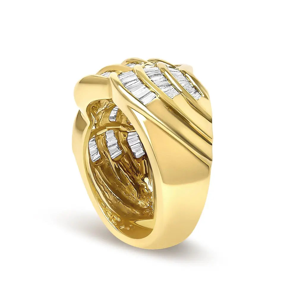 1.35ctw baguette diamond wave band ring in 14k yellow gold bijoux-nyc direct