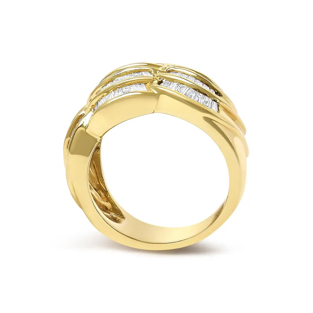 1.35ctw baguette diamond wave band ring in 14k yellow gold bijoux-nyc direct