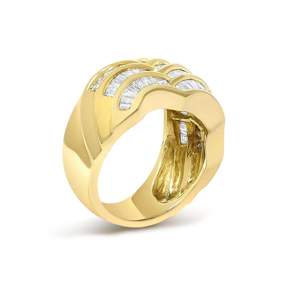 1.35ctw baguette diamond wave band ring in 14k yellow gold bijoux-nyc direct