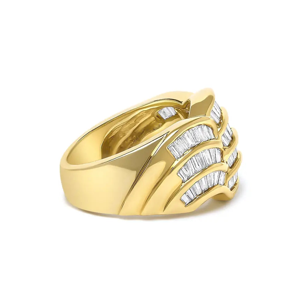 1.35ctw baguette diamond wave band ring in 14k yellow gold bijoux-nyc direct