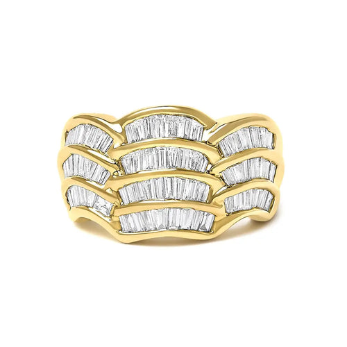 1.35ctw baguette diamond wave band ring in 14k yellow gold bijoux-nyc direct