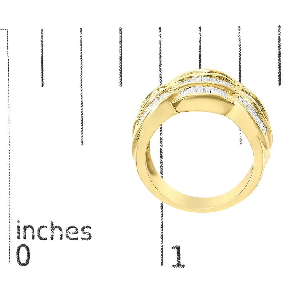 1.35ctw baguette diamond wave band ring in 14k yellow gold bijoux-nyc direct