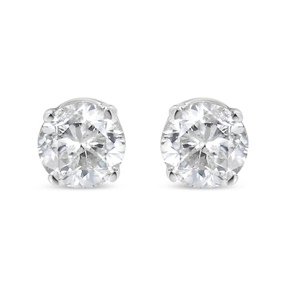 14K White Gold 5/8 Cttw Round Brilliant-Cut Lab Grown Diamond Classic 4-Prong Push back Stud Earrings (F-G Color, VS1-VS2 Clarity) - Bijoux-NYC Direct
