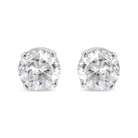 14K White Gold 5/8 Cttw Round Brilliant-Cut Lab Grown Diamond Classic 4-Prong Push back Stud Earrings (F-G Color, VS1-VS2 Clarity) - Bijoux-NYC Direct