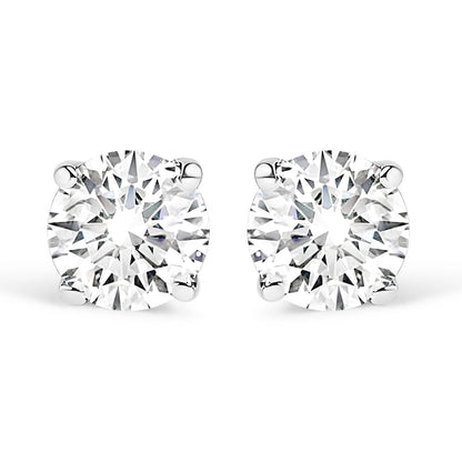 .925 Sterling Silver 1/2 Cttw Round Brilliant-Cut Lab Grown Diamond Classic 4-Prong Stud Earrings (F-G Color, VS1-VS2 Clarity) - Bijoux-NYC Direct