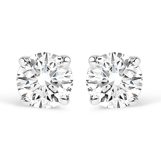 .925 Sterling Silver 1/2 Cttw Round Brilliant-Cut Lab Grown Diamond Classic 4-Prong Stud Earrings (F-G Color, VS1-VS2 Clarity) - Bijoux-NYC Direct