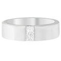 Silver ring with a diamond on a white background