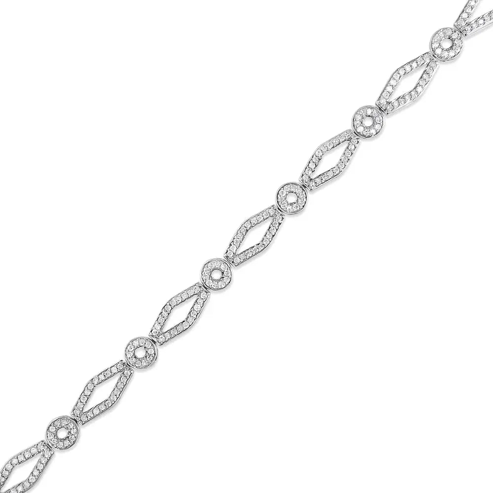 1.50 cttw diamond vintage circle and kite link bracelet in sterling silver bijoux-nyc direct