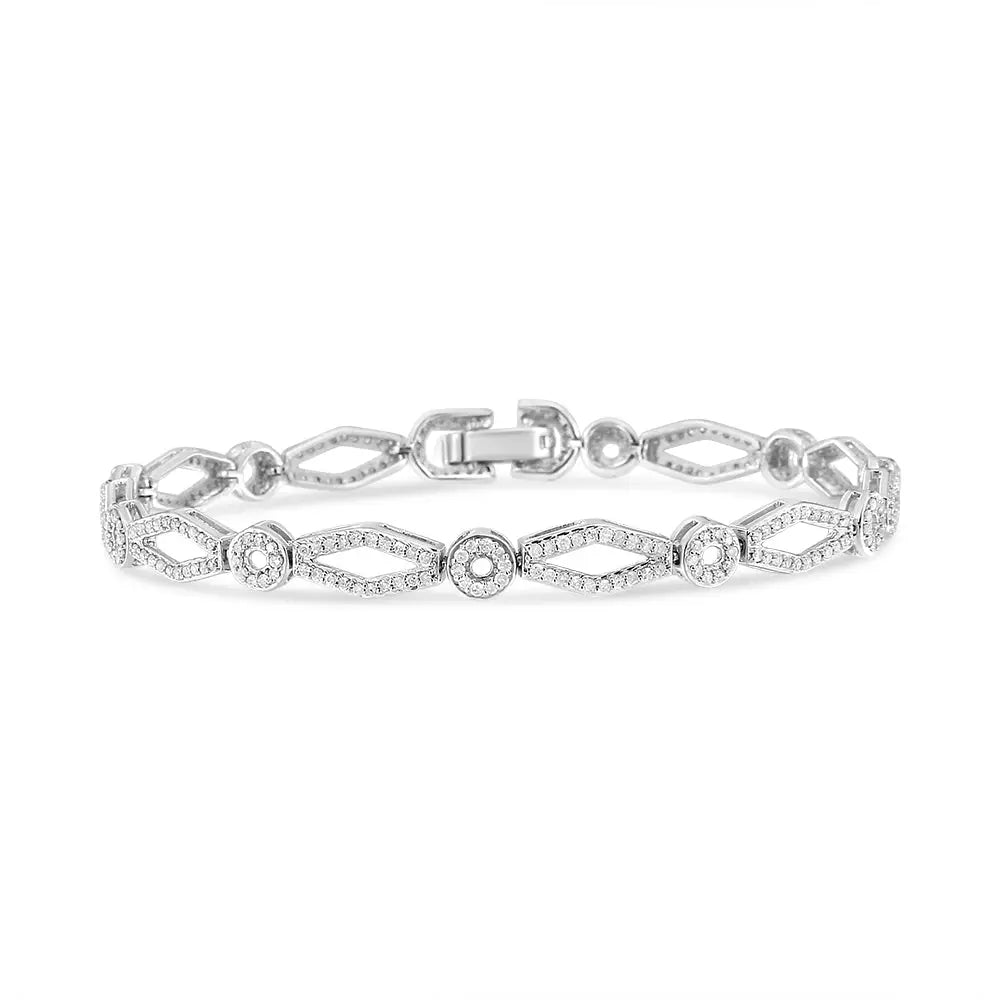 1.50 cttw diamond vintage circle and kite link bracelet in sterling silver bijoux-nyc direct