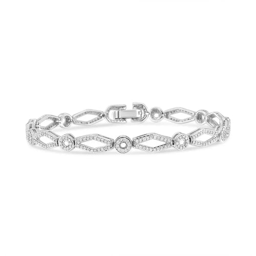 1.50 cttw diamond vintage circle and kite link bracelet in sterling silver bijoux-nyc direct