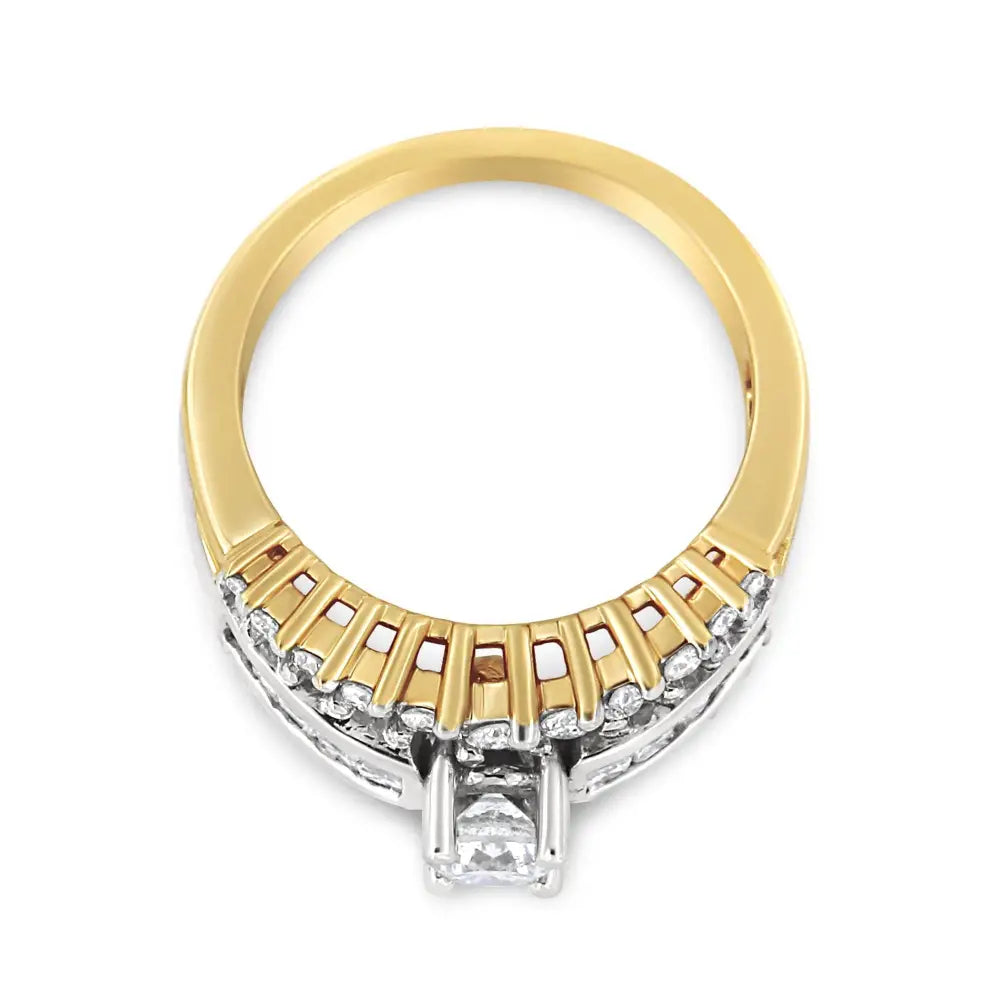 1.50 cttw round and princess cut diamond two tone 14k gold band ring bijoux-nyc direct