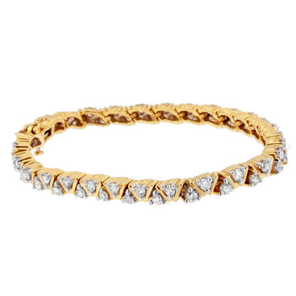 14K Yellow Gold Round-Cut Diamond Bracelet (4.00 cttw, H-I Color, I1-I2 Clarity) - Bijoux-NYC Direct