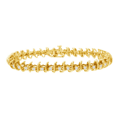 10KT Yellow Gold Plated .925 Sterling Silver 1 cttw Prong-Set Diamond Link Bracelet (J-K, I1-I2) - 7.5" - Bijoux-NYC Direct