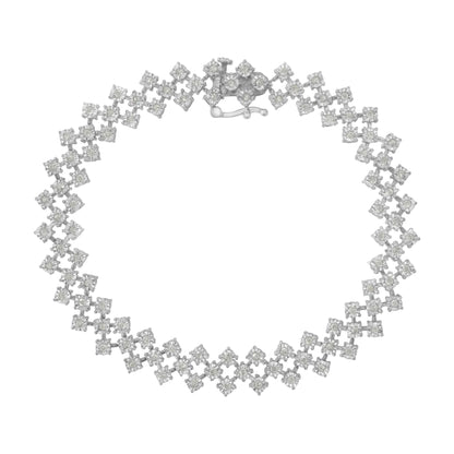 .925 Sterling Silver 1.0 cttw Miracle-Set Round Diamond "Zig Zag" Link Bracelet (I-J Color, I3 Clarity) -7.25 - Bijoux-NYC Direct