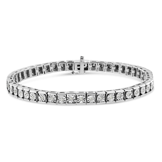 .925 Sterling Silver Miracle Set Diamond Accent Classic Tennis Bracelet (I-J Color, I2-I3 Clarity) - 7.25" - Bijoux-NYC Direct