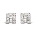 Pair of diamond stud earrings on a white background