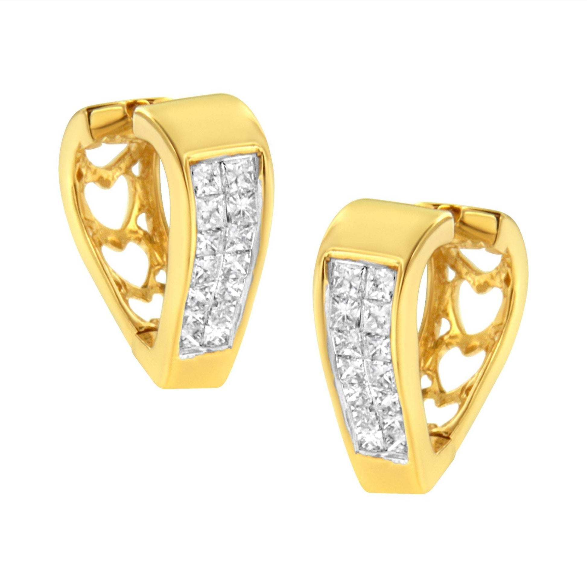 14K Yellow Gold Diamond Huggy Earrings (1/2 cttw, H-I Color, SI2-I1 Clarity) - Bijoux-NYC Direct