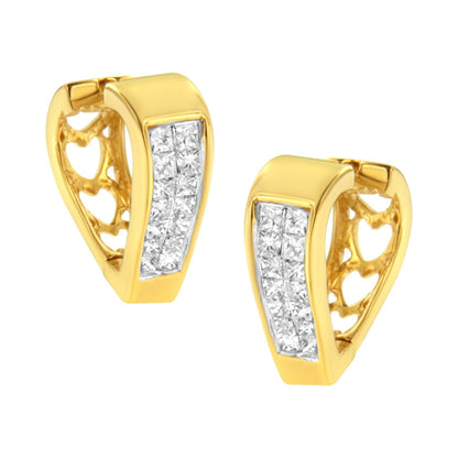 14K Yellow Gold Diamond Huggy Earrings (1/2 cttw, H-I Color, SI2-I1 Clarity) - Bijoux-NYC Direct